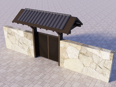 Japanese-style courtyard double door