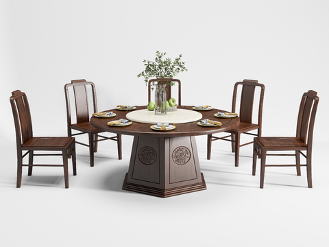 New Chinese Dining Table and Chair Round Dining Table and Chair