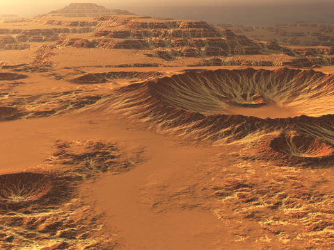 Mars Crater Terrain Desert