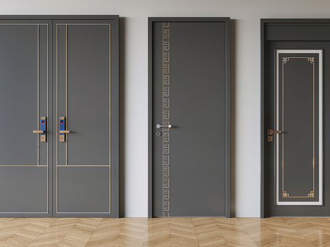 Neo-Chinese Style single door swing door double door