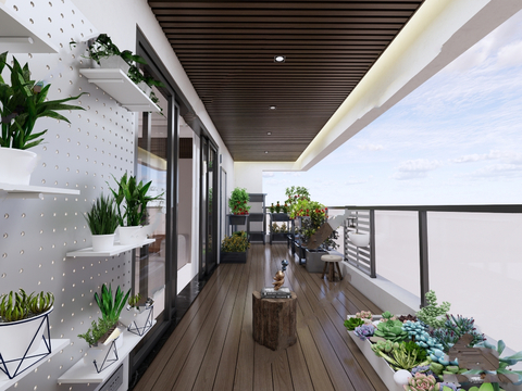 Modern roof garden terrace sun room