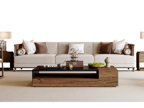 Neo-Chinese Style Sectional Sofa