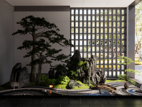 New Chinese-style interior landscaping rockery sketch