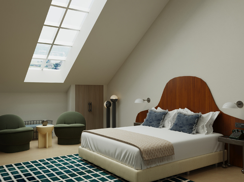 Middle Style Attic Bedroom