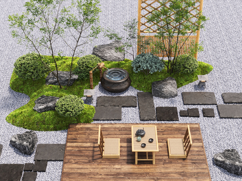 Modern courtyard sketch paving