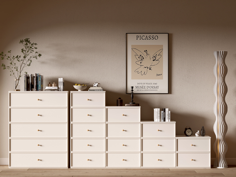 Cream Style Entrance Cabinet Bucket Cabinet