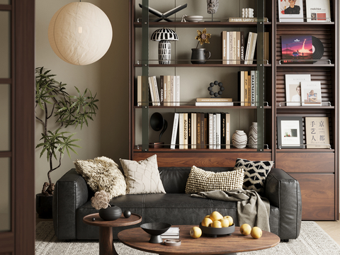 Middle-style double sofa bookcase