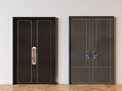 Neo-Chinese Style solid wood double door