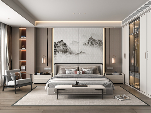 New Chinese-style master bedroom