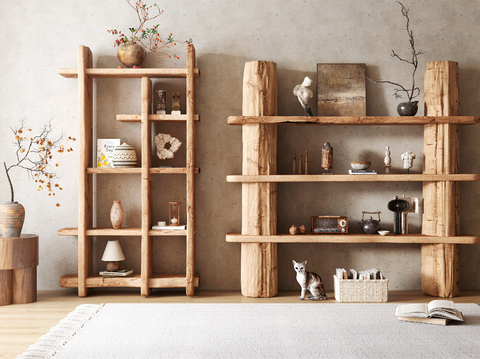 Wabi-sabi Style Log Bookshelf