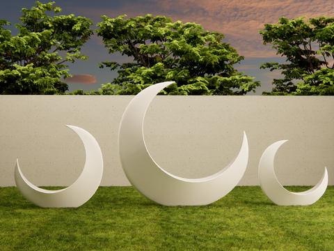 Modern Landscape Sculpture Moon Sculpture