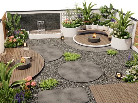 Modern Roof Garden Courtyard View