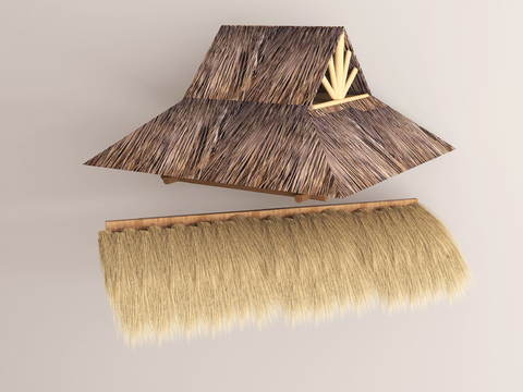 Chinese-style thatched shed hay stack