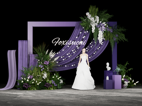 Wedding Scene of Niche Purple Cloth Mantle Display Area