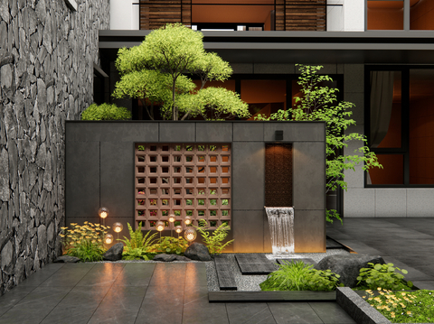 Modern courtyard Landscape Wall hollow brick view wall entrance view wall