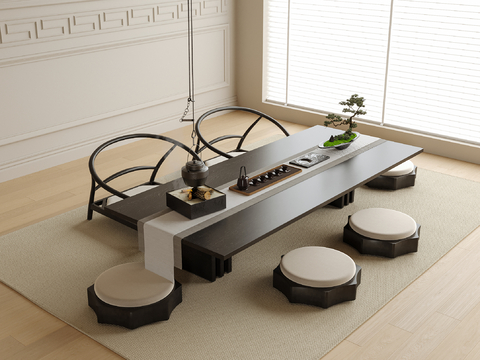 New Chinese Tatami Tea Table and Chair Tea Set