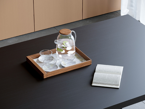 Modern Desktop Decoration Water Cup Open Book Tray