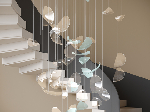 modern stairwell chandelier revolving staircase