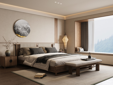 Zen Neo-Chinese Style Master Bedroom