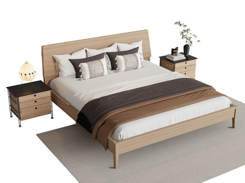 Log Style Double Bed