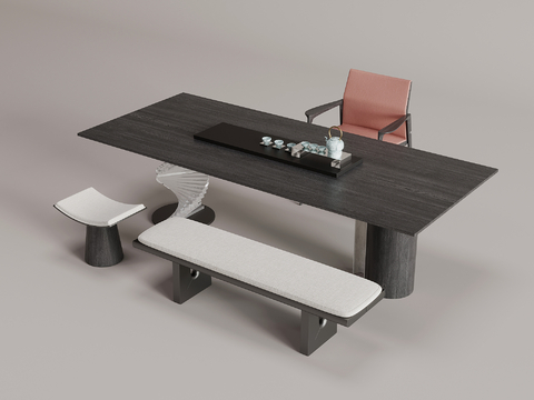 Italian Minimalist Tea Table and Chair