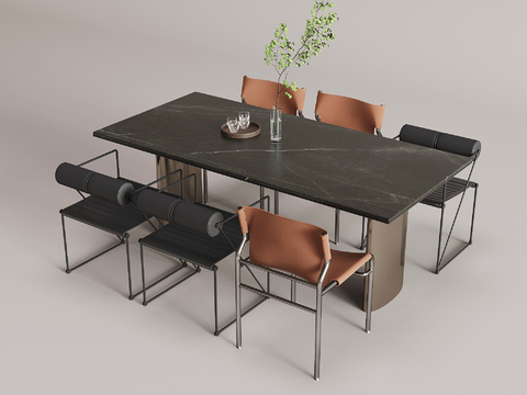 Italian Minimalist Dining Table and Chair