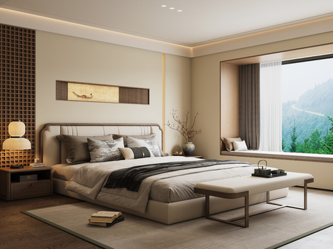 Zen Neo-Chinese Style Master Bedroom