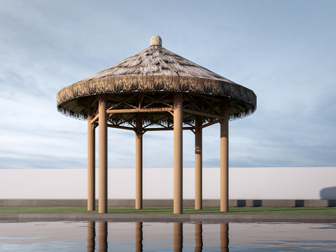 Modern thatched pavilion landscape pavilion