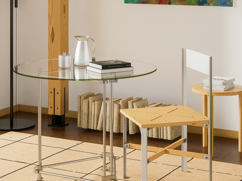 Modern glass dining table and chair