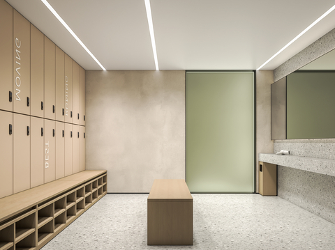 Modern gym locker room