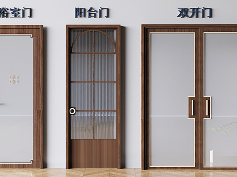 Middle-style glass double-door bathroom door