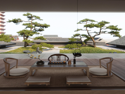 Chinese Zen Courtyard Roof Rest Platform