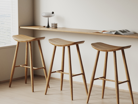 Knoll Modern Bar Stool Solid Wood Bar Stool