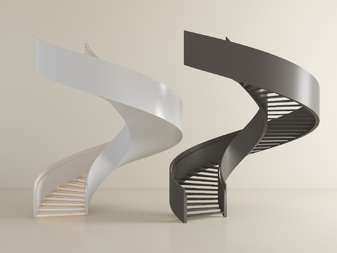 modern curved handrail staircase