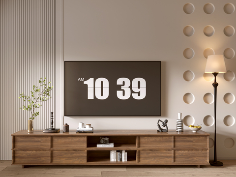 Modern wood grain TV cabinet