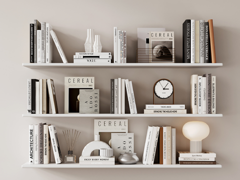 Cream Style books ornaments clock