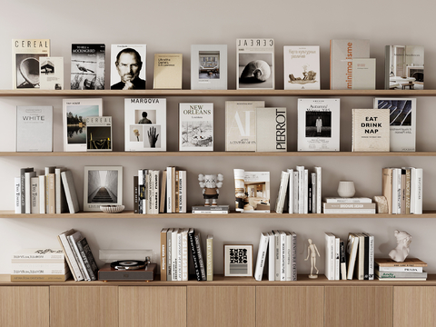 Modern books, books, magazines, ornaments