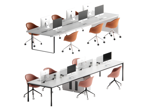 Modern office desk and chair staff station