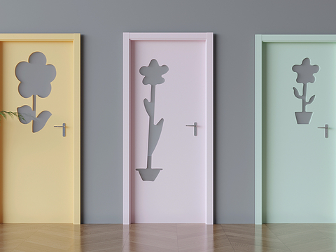 Cream Style flat door kindergarten cartoon single door