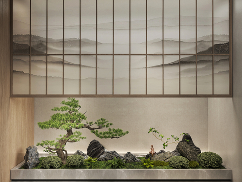 Neo-Chinese Style interior landscape courtyard sketch