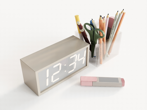 stationery pencil alarm clock marker marker pen