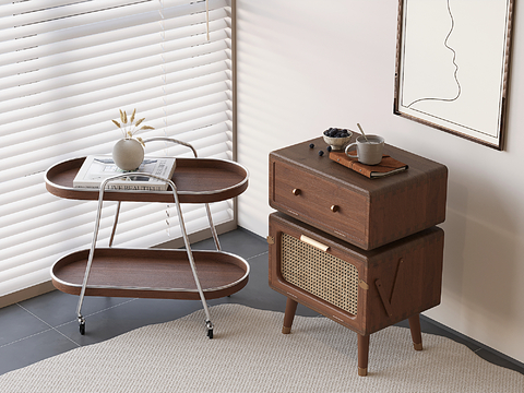 Antique solid wood bedside table