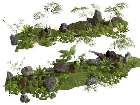 Moss micro-terrain courtyard sketch landscape landscaping