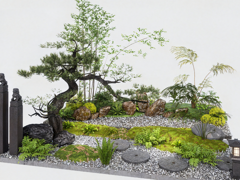 Landscape sketch pine landscaping cobblestone floor