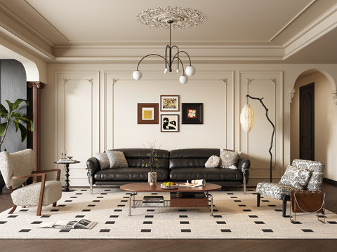 French Mid-century Style Living Room