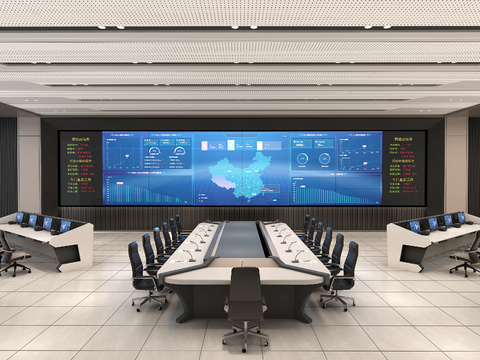 Video monitoring room of command and control center