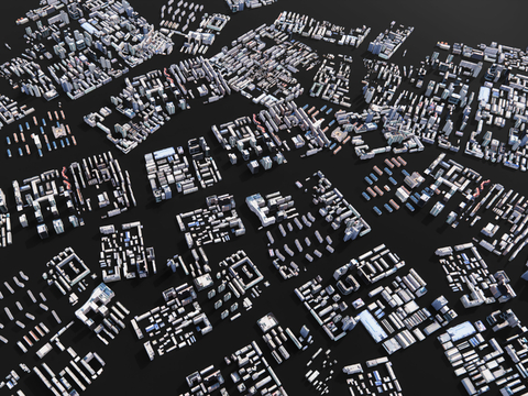 Urban Bird's Eye View Building Distribution Planning Block