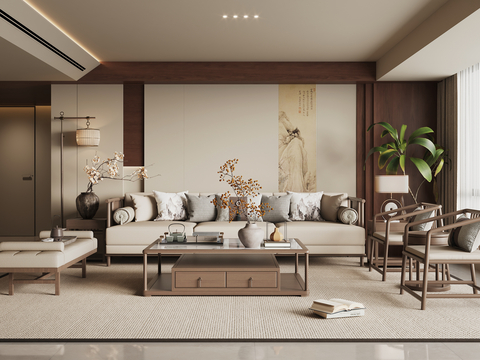 New Chinese-style Home Living Room Song-style Aesthetic Living Room