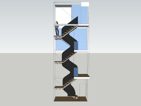 Steel Frame Stair Hanging Stair Handrail Stair