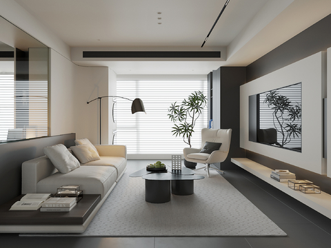 modern black and white gray living room